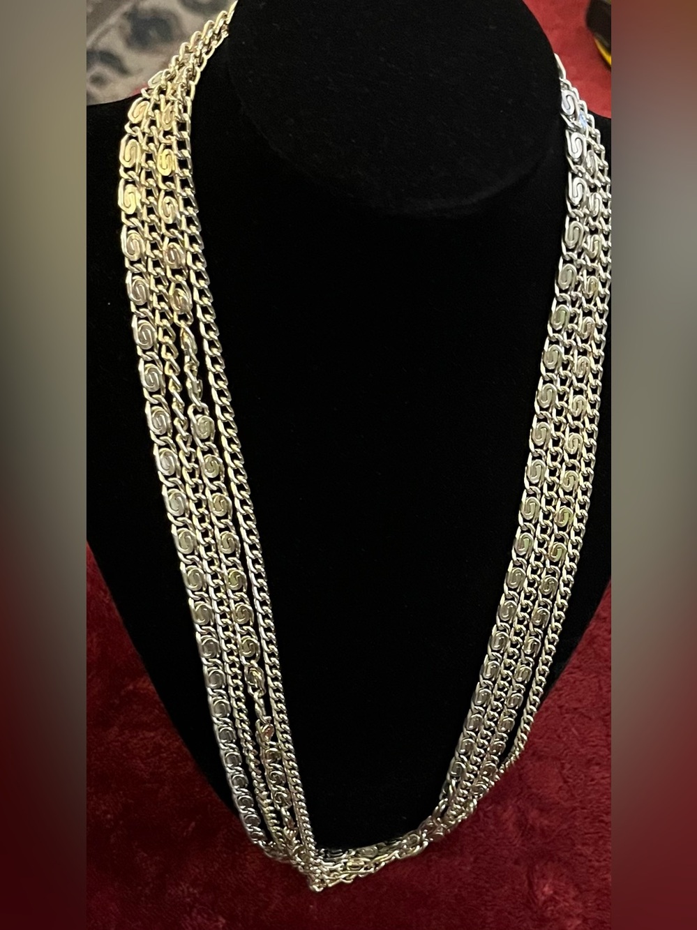 Vintage Multi-Strand Silver Aluminum Necklace - Elegant Women's Jewelry 1970 - Picture 1 of 4